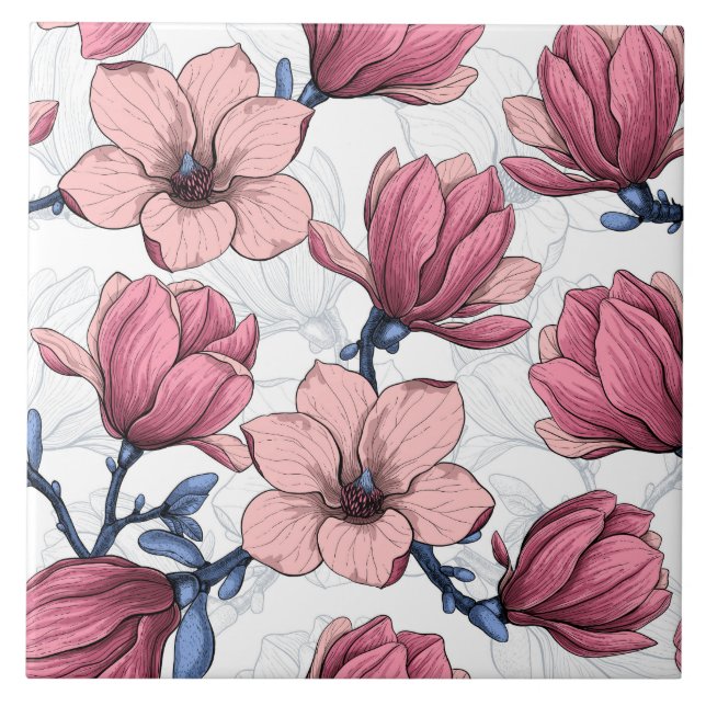 Magnolia garden 2 ceramic tile (Front)