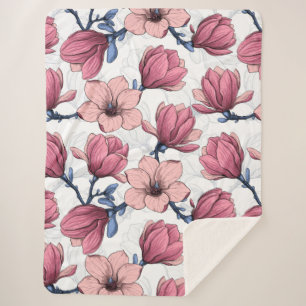 Magnolia garden 2 sherpa blanket