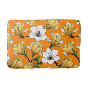 Magnolia garden in yellow bath mat