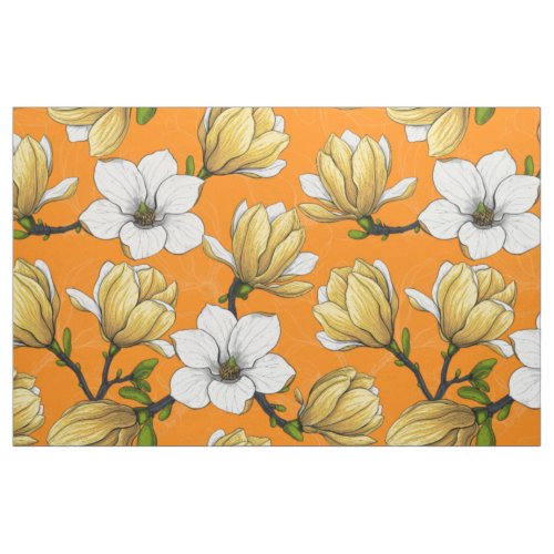 Magnolia garden in yellow fabric