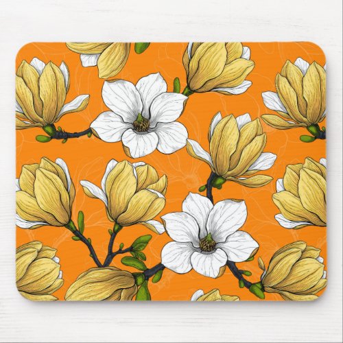 Magnolia garden in yellow mouse pad