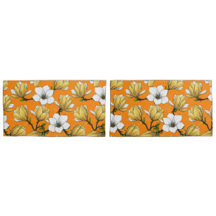 Magnolia garden in yellow pillow case