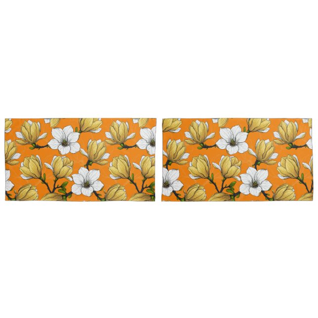 Magnolia garden in yellow pillow case (Front-Set)