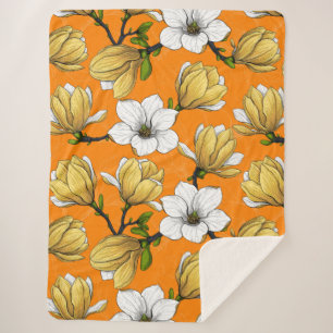 Magnolia garden in yellow sherpa blanket