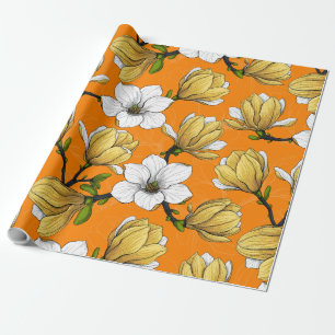 Magnolia garden in yellow wrapping paper