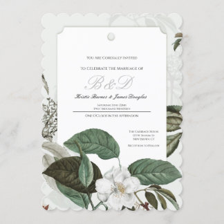 Magnolia Garden Scalloped Edge Wedding Invitation