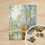 Magnolia Gardens | Alfred Hutty Jigsaw Puzzle<br><div class="desc">Magnolia Gardens (1920) | Alfred Hutty's Magnolia Gardens is a serene vintage painting that captures the beauty of a Southern garden in full bloom. The scene features tranquil waterways lined with vibrant magnolia trees, their blossoms creating a picturesque reflection on the still water. Hutty's use of delicate colors and fine...</div>