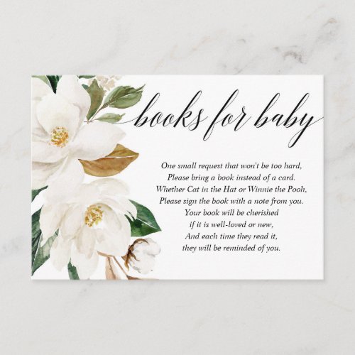 Magnolia gender neutral baby shower book request enclosure card