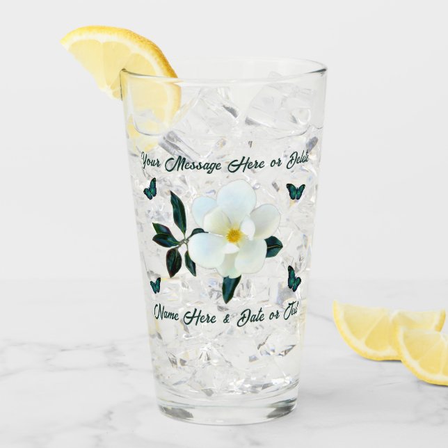 Magnolia Glass, Personalized Gifts for Her Glass (Front Ice)