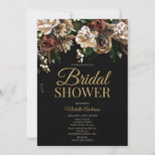 Magnolia Gold and Black Floral Bridal Shower Invitation (Front)