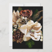 Magnolia Gold and Black Floral Wedding Invitation (Back)