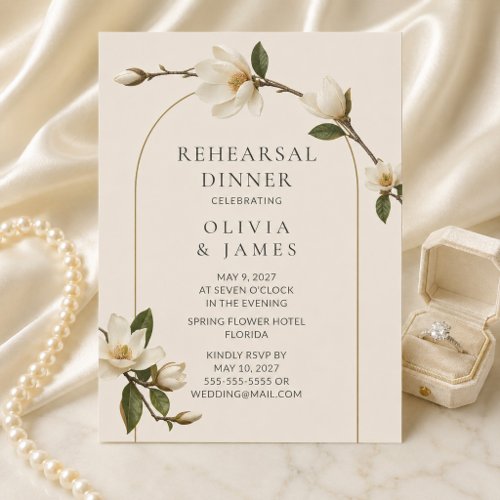 Magnolia Gold Arch Rehearsal Dinner Invitation