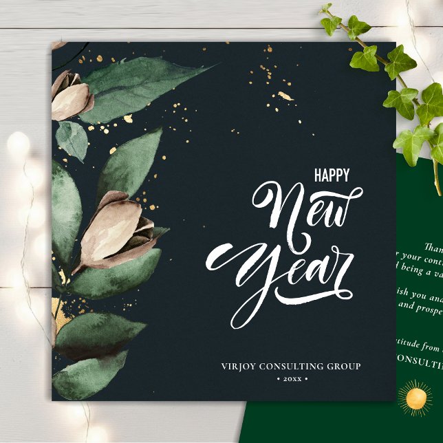 Magnolia Gold | Corporate Business Happy New Year Holiday Card (Creator Uploaded)