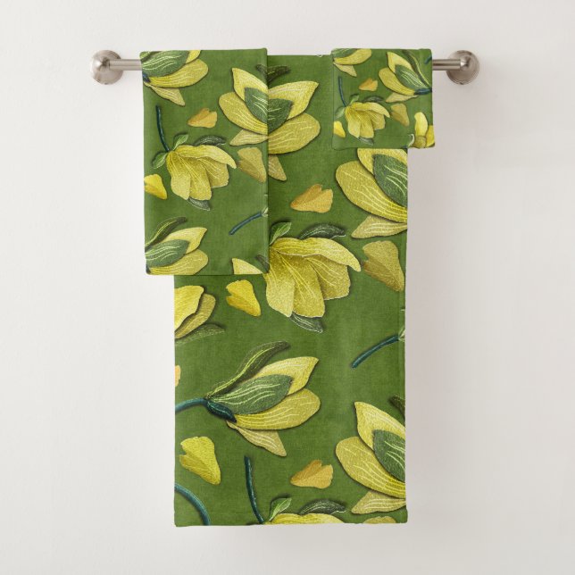 Magnolia golden  bath towel set (Insitu)