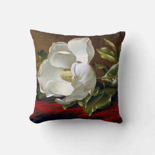 Magnolia Grandiflora Blossom Fine Art Throw Pillow