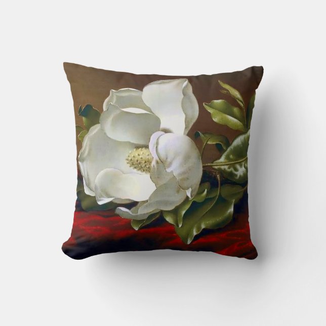 Magnolia Grandiflora Blossom Fine Art Throw Pillow (Front)