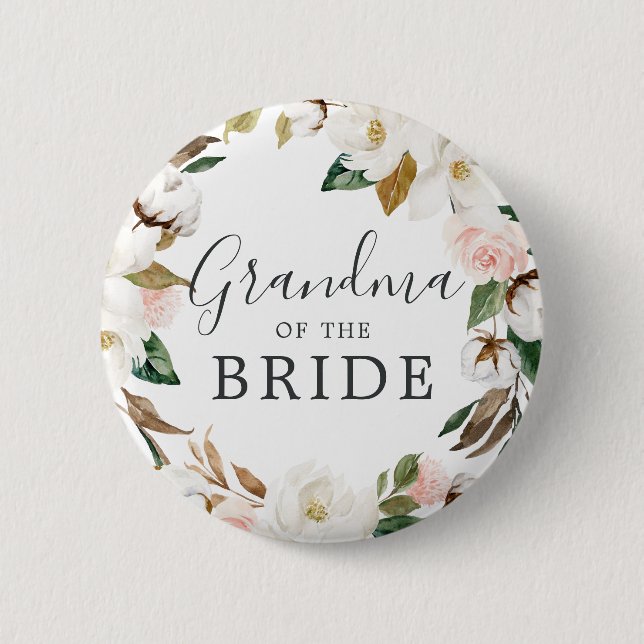 Magnolia Grandma of the Bride Bridal Shower Button (Front)