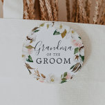 Magnolia Grandma of the Groom Bridal Shower Button<br><div class="desc">This magnolia grandma of the groom bridal shower button is perfect for a modern classy wedding shower. The soft floral design features watercolor blush pink peonies,  stunning white magnolia flowers and cotton with gold and green leaves in a luxurious arrangement.</div>