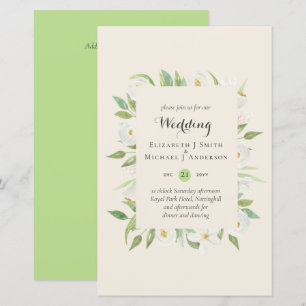 Magnolia Green Silence Budget Wedding Invite A9