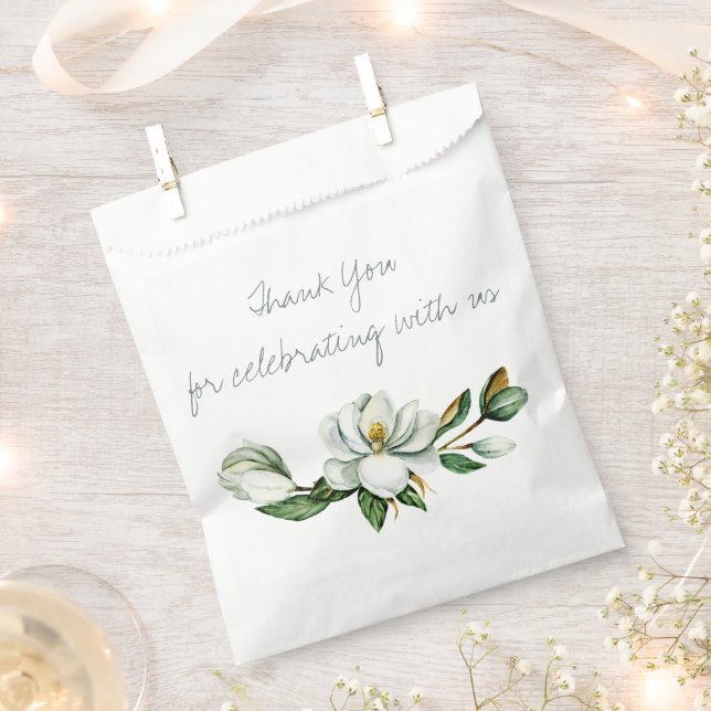 Magnolia Greenery Bridal Shower Favor Bag (Clipped)