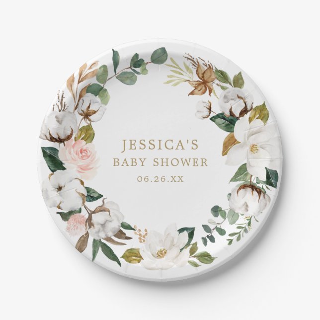Magnolia Greenery Paper Plates (Front)