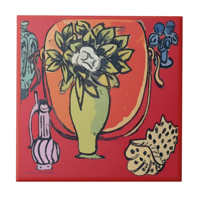 Magnolia in Vase, after Matisse Tile (Front)