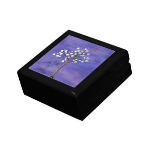 Magnolia Inspired Tree on Blue Gift Box