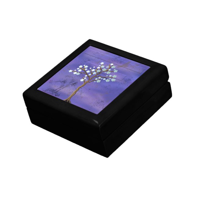 Magnolia Inspired Tree on Blue Gift Box (Side)