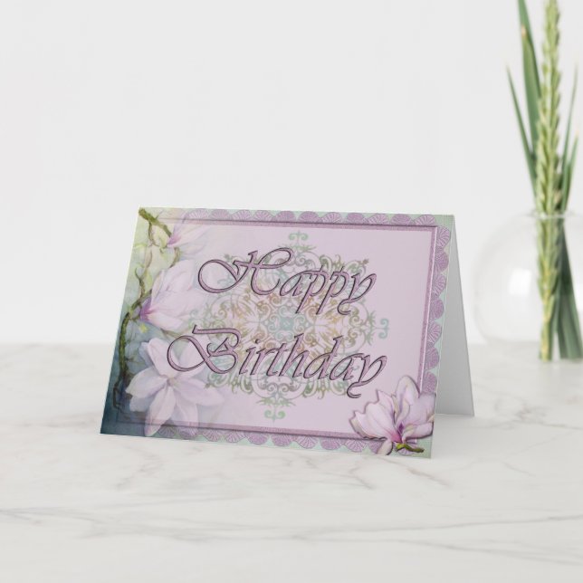 Magnolia & Lace Birthday Card (Front)