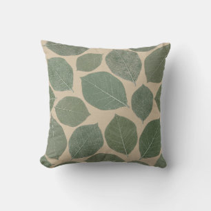 Magnolia Leaf Throw Pillow Beige Sage Olive Green 