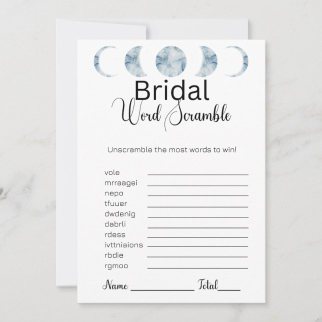 Magnolia Light Purple Bridal Word Scramble Game Invitation (Front)