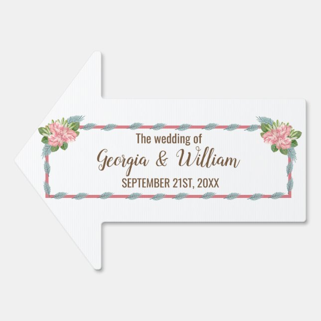 Magnolia Lilies Bouquet Wedding Garden Sign (Front)