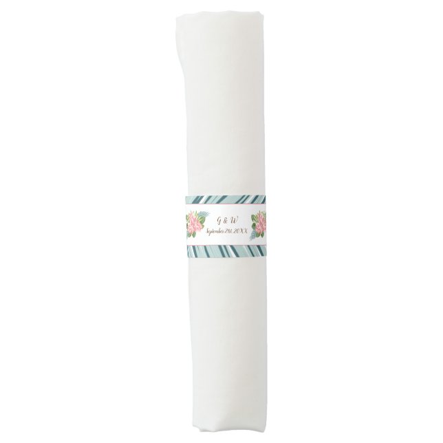 Magnolia Lilies Bouquet Wedding Napkin Band (Front)