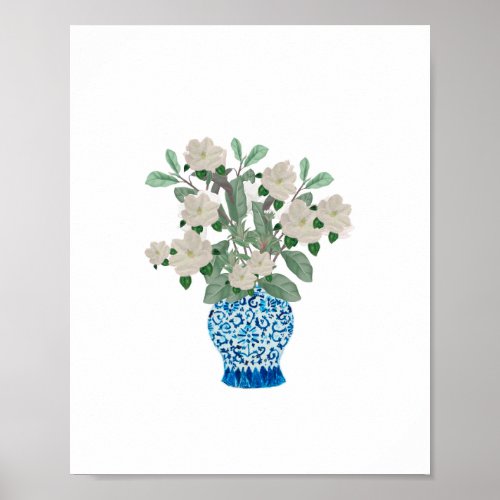 Magnolia Magnolias Blue Ginger Jars Jar   Poster