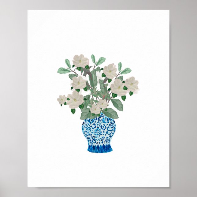 Magnolia Magnolias Blue Ginger Jars Jar   Poster (Front)
