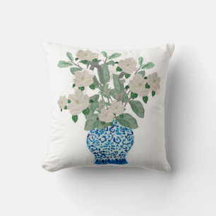 Magnolia Magnolias Chinoiserie Ginger Jar Jars Throw Pillow