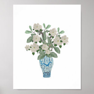 Magnolia Magnolias Dragon Blue Ginger Jars Jar Poster