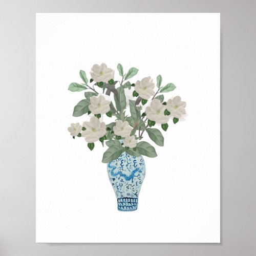 Magnolia Magnolias Dragon Blue Ginger Jars Jar  Poster