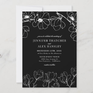 Magnolia   Modern Elegant Simple Floral Wedding Invitation