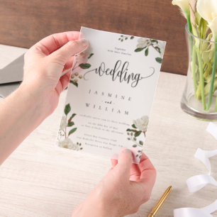 Magnolia Modern Wedding Vellum Invitations