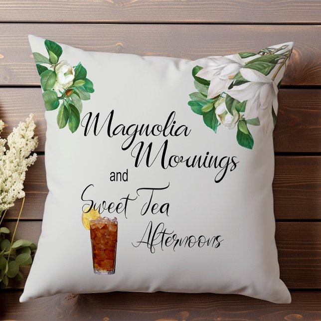 Magnolia Mornings Sweet Tea Afternoon Southern Outdoor Pillow (Creator Uploaded)