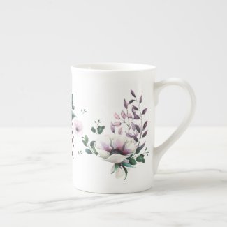 Magnolia Mystique Watercolor Bone China Mug
