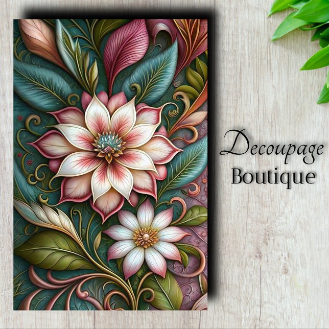 Magnolia Nouveau Art Decoupage Tissue Paper (Art Nouveau Magnolia Decoupage Tissue Paper)