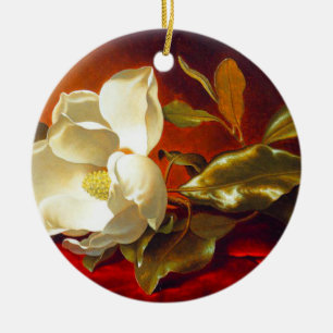 Magnolia on Red Velvet Martin Johnson Heade Ceramic Ornament