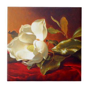 Magnolia on Red Velvet Martin Johnson Heade Ceramic Tile