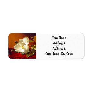Magnolia on Red Velvet Martin Johnson Heade Label