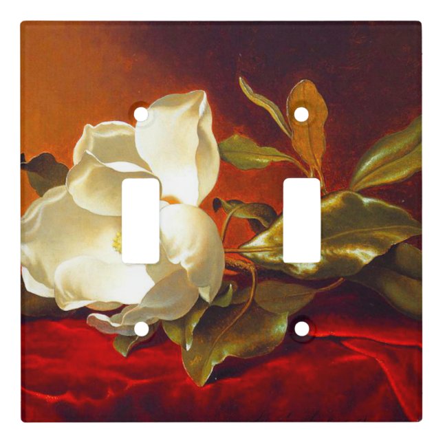 Magnolia on Red Velvet Martin Johnson Heade Light Switch Cover (Front)