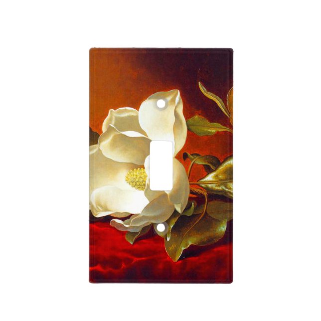 Magnolia on Red Velvet Martin Johnson Heade Light Switch Cover (Front)