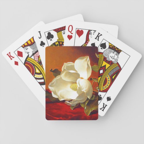 Magnolia on Red Velvet Martin Johnson Heade Poker Cards