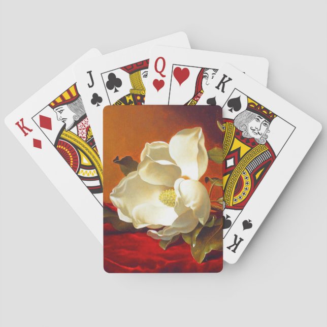 Magnolia on Red Velvet Martin Johnson Heade Poker Cards (Back)